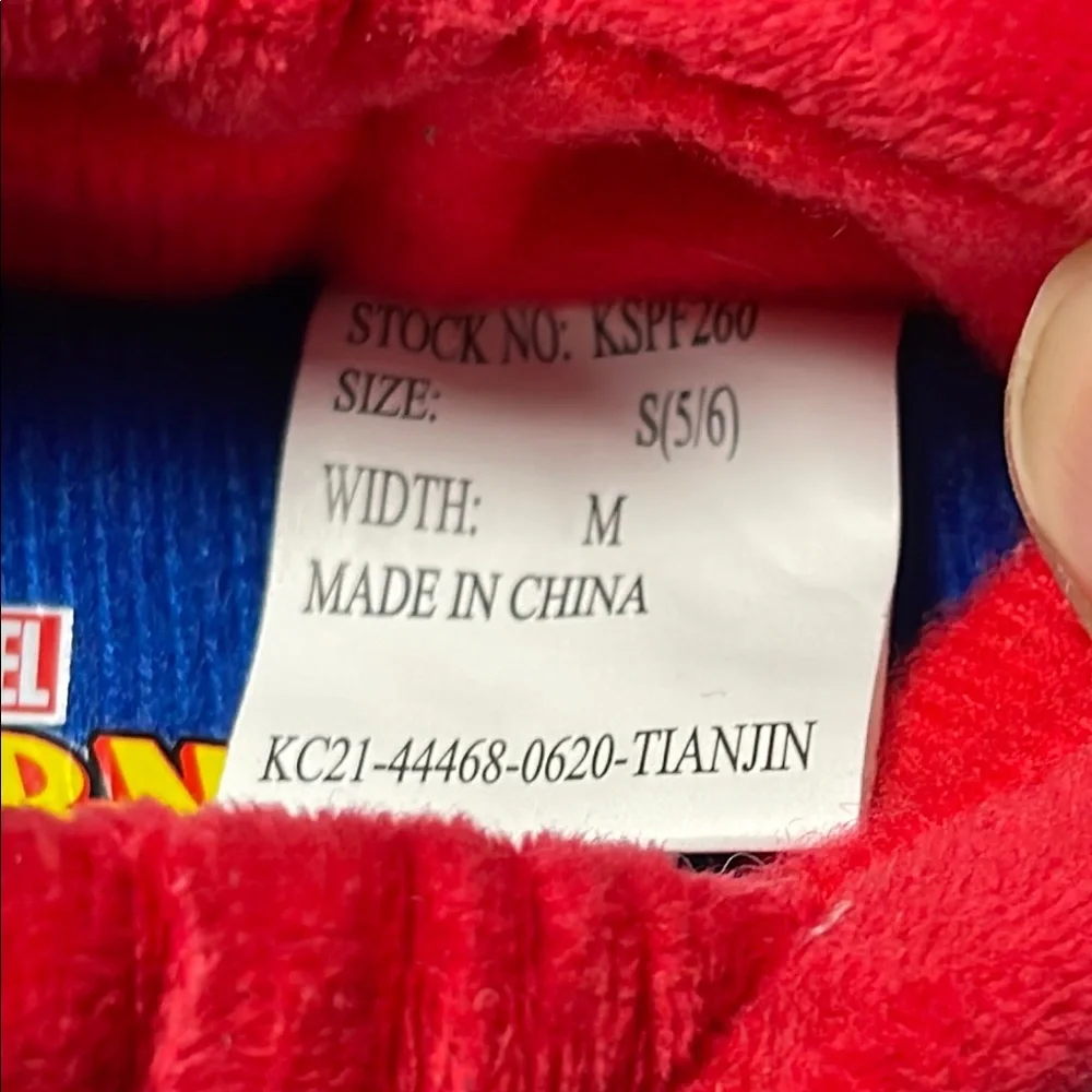 Marvel Spider-Man Red Slippers Size 5-6